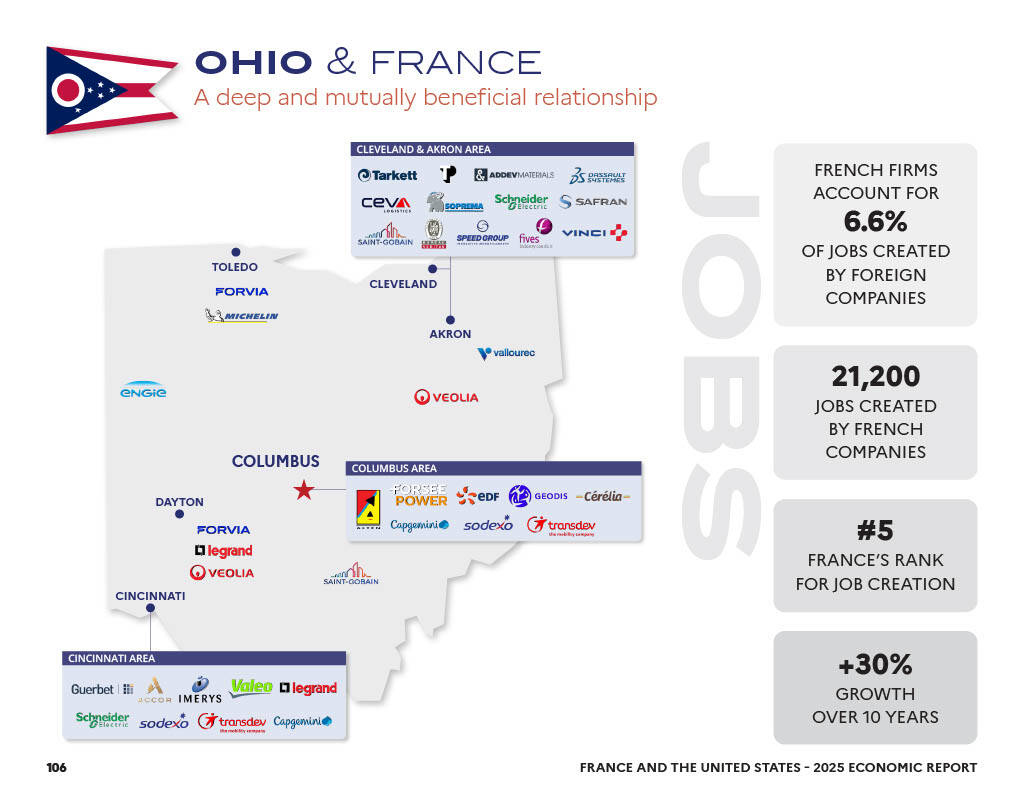 Map of French Economic Impact on the state of Ohio